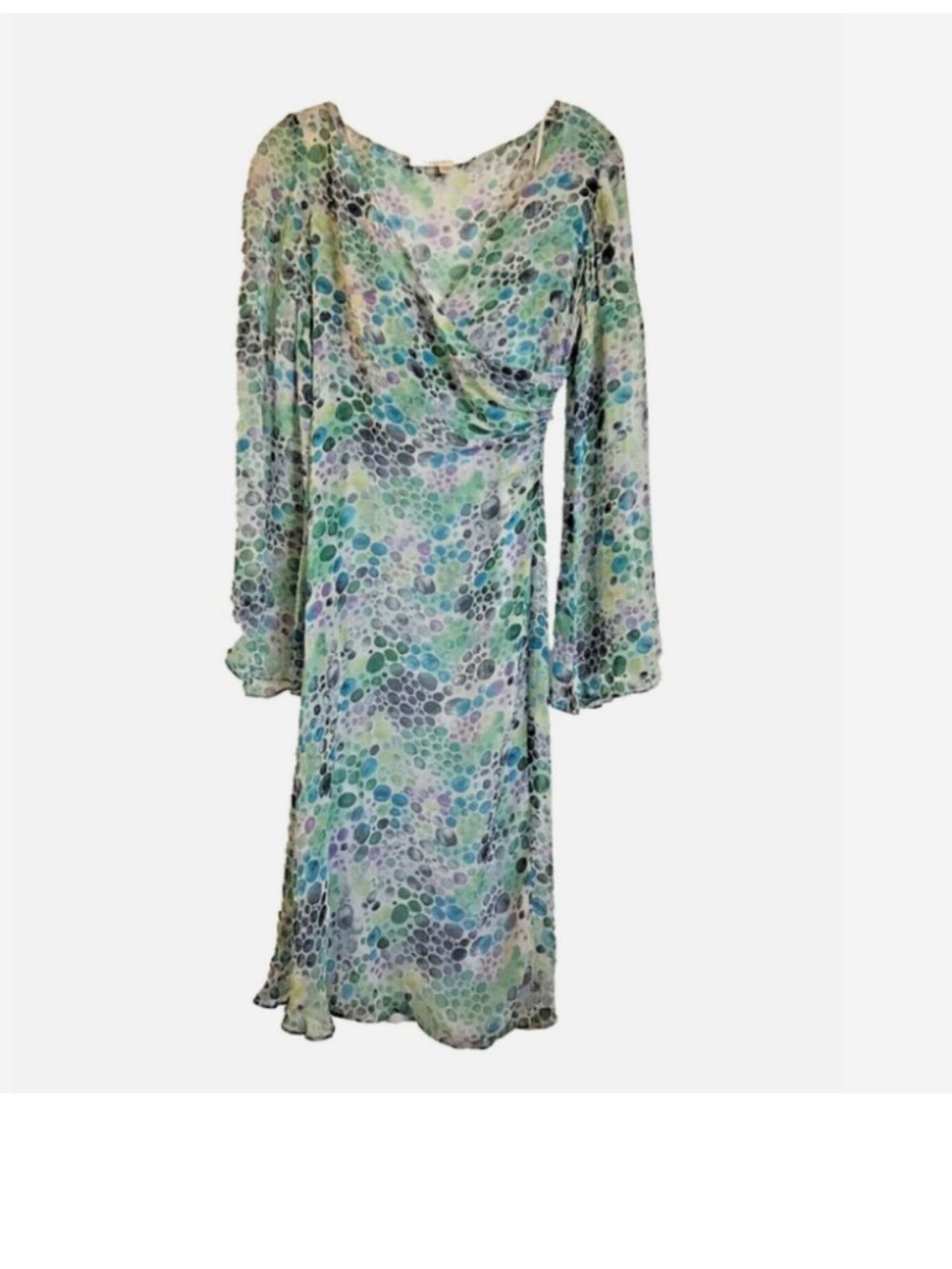 Diane Von Furstenberg Pastel Polka-Dot Draped Long-Sleeve Dress